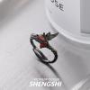 YIIABSLEP Punk style, dark crow, sweet and cool style, high-end feeling, light luxury, open mouth love, and deep space Qin Che ring view 3