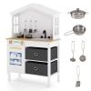 Costzon Kids Play Kitchen, Little Chef Montessori Cooking Toy Playset w/ 2 Stoves, Rotation Knobs, Faucet, Sink, Dishwasher, 2 Drawers & Cabinet, Wooden Kitchen Playset for Girls Boys Aged 3+ (White) view 1