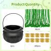 119 Pcs St Patricks Day Party Accessories Supplies Set Black Cauldron Pot 100 Plastic Lucky Shamrock Fake Coins 18 Green Bead Necklaces Irish Happy Saint Patricks Party Favors Decorations Bulk view 2
