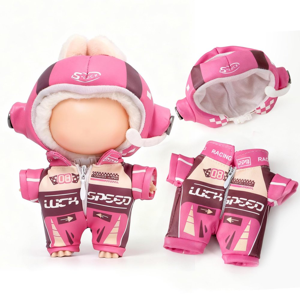clbaby Clothes for 17cm Doll(No Doll), Cute Outfit with Racing Suit, Designer Fashion Set for 15-17cm Specific Body Type | Not for Chubby/Full-Figured Dolls, Boys and Girls Stylish Adorable Set