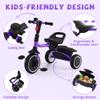 JooKiddie Toddler Tricycle, Kids Tricycle with Bell, Foldable Kids Trike for Age 18 Months to 5 Years, Baby Trike with Adjustable Seat, Gift for Boys and Girls, Purple view 3