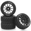 1/10 RC Tires and Wheels, daitoku 12mm Hex RC Rally Racing Tires for 1/10 Tamiya TT01 TT02 XV01 TA06 A959 PTG2 HPI KYOSHO HSP Traxxas - Style D (Black) view 1