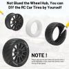 1/10 RC Tires and Wheels, daitoku 12mm Hex RC Rally Racing Tires for 1/10 Tamiya TT01 TT02 XV01 TA06 A959 PTG2 HPI KYOSHO HSP Traxxas - Style D (Black) view 2