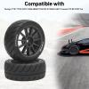 1/10 RC Tires and Wheels, daitoku 12mm Hex RC Rally Racing Tires for 1/10 Tamiya TT01 TT02 XV01 TA06 A959 PTG2 HPI KYOSHO HSP Traxxas - Style D (Black) view 3