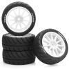 1/10 RC Tires and Wheels, daitoku 12mm Hex RC Rally Racing Tires for 1/10 Tamiya TT01 TT02 XV01 TA06 A959 PTG2 HPI KYOSHO HSP Traxxas - Style D (White) view 1