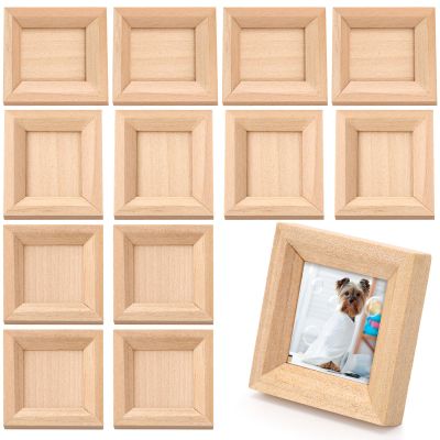 12 Pcs Dollhouse Picture Frames 1:12 Scale Miniature Picture Frames for Dollhouse Small Photo Frame Mini Wooden Dollhouses Accessories Mini House Decoration Simulation for Craft Artwork(1.7 Inches)