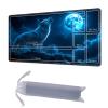 HGGJFLYX Playmat with Zone for MTG,24x14 Inch for TCG Playmat with Non-Slip Rubber Base,Smooth Surface Stitched Edges,Magic Card Game Mat with Storage Desk Mousepad,Blue Wolf Moon Howl view 1