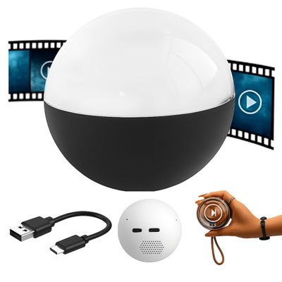 2.7" Custom Crystal Ball Video Player,Memory Sphere Ornament, Memory Orb Custom Video Sphere, Personalized Uploadable Videos & Photos, USB Rechargeable Crystal Ball Video Player(Black)