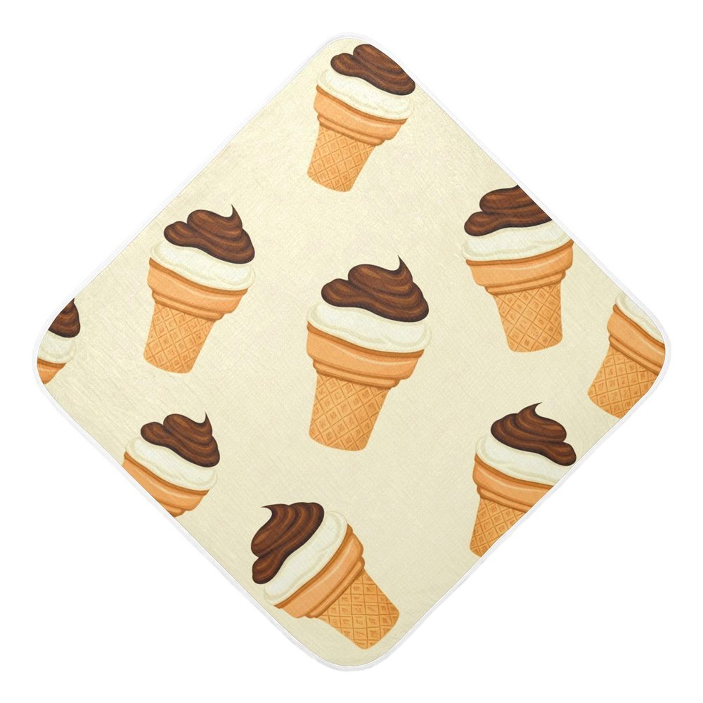 Kigai Icecream Cones Hooded Baby Towels, Ultra Soft & Absorbent Muslin Cotton Baby Bath Towel for Babies, Infants, Toddlers 30x30 Inch