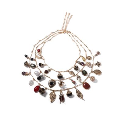 Bohemian Multi Layered Retro Pendant Insect Leaf Geometry Necklace,golden,61+7cm