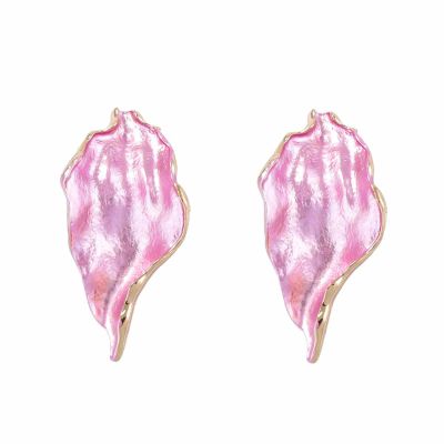 6.9 * 3.4cm Vintage Irregular Alloy Leaf Earrings For Women,pink,6.9 * 3.4cm