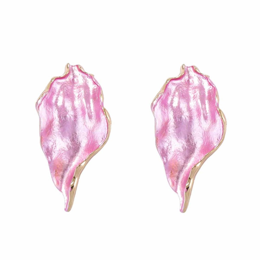 6.9 * 3.4cm Vintage Irregular Alloy Leaf Earrings For Women,pink,6.9 * 3.4cm