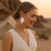 6.9 * 3.4cm Vintage Irregular Alloy Leaf Earrings For Women,pink,6.9 * 3.4cm view 4