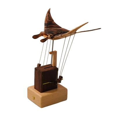 3D Wooden Kinetic Manta Dynamic Model, Natural Walnut & Beech Wood for Home, Office & Desktop Relaxation Decoration and Diplay, Creative Gift for Adults & Collectors