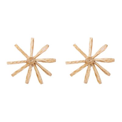 9.6cm Weaving Flower Bohemian Hollow Earrings,golden,9.6cm