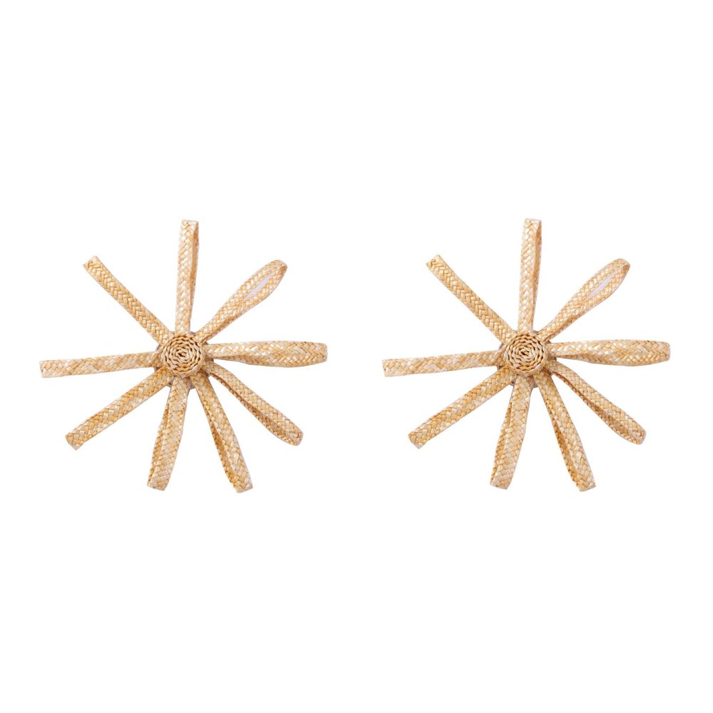 9.6cm Weaving Flower Bohemian Hollow Earrings,golden,9.6cm