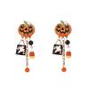 6.3 * 2.1cm Halloween Enamel Inlaid Zircon Pumpkin Skull Tassel Women'S Earrings,orange,6.3 * 2.1cm view 1