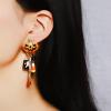 6.3 * 2.1cm Halloween Enamel Inlaid Zircon Pumpkin Skull Tassel Women'S Earrings,orange,6.3 * 2.1cm view 2