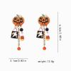 6.3 * 2.1cm Halloween Enamel Inlaid Zircon Pumpkin Skull Tassel Women'S Earrings,orange,6.3 * 2.1cm view 3