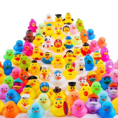 100Pcs Rubber Ducks in Bulk for Jeeps, Bath Toys Party Favors  Cute Mini Ducks with Unique Designs, Floating Toys for Kids, Pool, Car Decoration, Easter Gifts