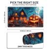 HGGJFLYX Playmat with Zone for MTG,24x14 Inch for TCG Playmat with Non-Slip Rubber Base,Smooth Surface Stitched Edges,Magic Card Game Mat with Storage Desk Mousepad,Pumpkin Haunted House view 2
