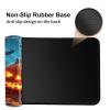 HGGJFLYX Playmat with Zone for MTG,24x14 Inch for TCG Playmat with Non-Slip Rubber Base,Smooth Surface Stitched Edges,Magic Card Game Mat with Storage Desk Mousepad,Pumpkin Haunted House view 3