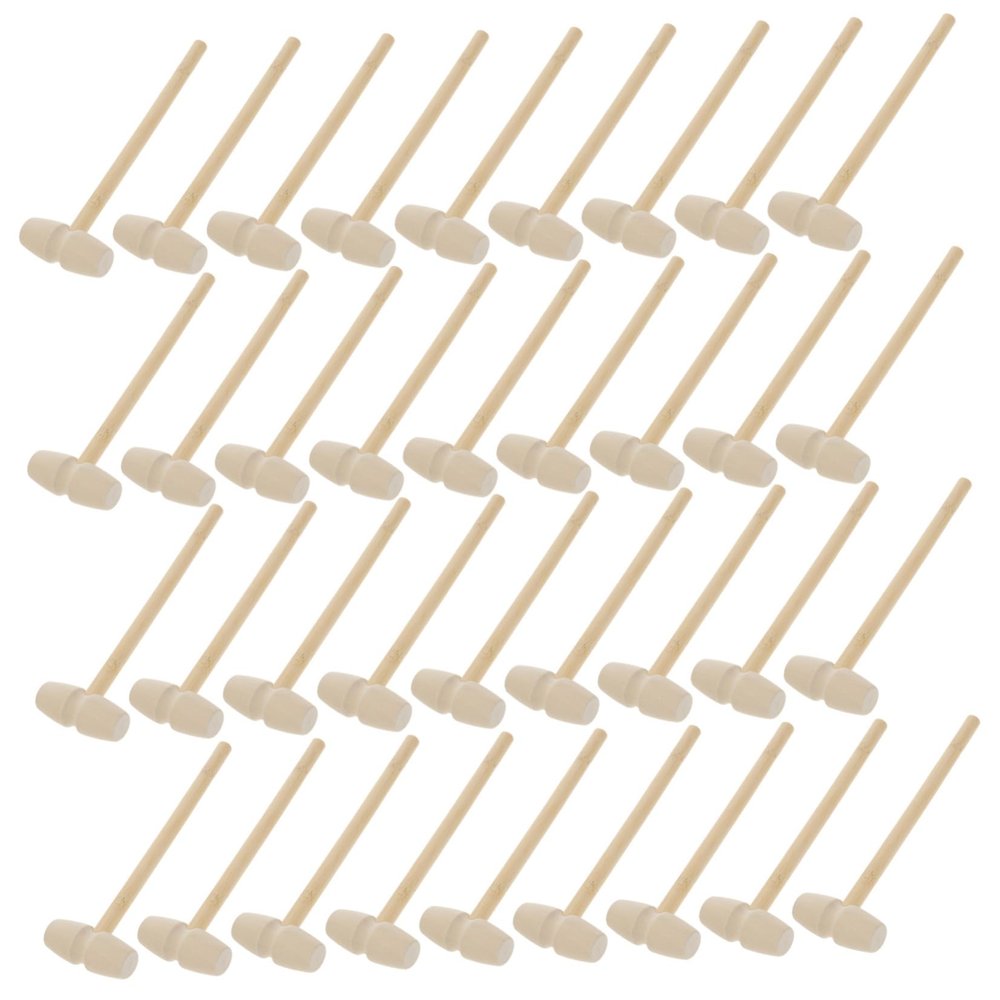 BESPORTBLE 36pcs Wooden Mallet Hammer Smooth Mini Hammers for Boys Interactive Play Fun Solid Wood Construction