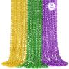 30PCS Mardi Gras Beads, 33'' Metallic Purple Green Gold Mardi Gras Beads Necklaces Accessories Bulk, Carnival Beaded Necklace for Parade Throws Costumes Accessory Party Decorations Supplies Favors view 1