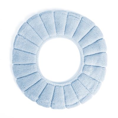 2 PCS Soft Thicker Plush Bathroom Toilet Seat Cover Pads Stretchable Washable Cloth Design for Universal Fit O/U/V/Rectangular Toilets (Blue)