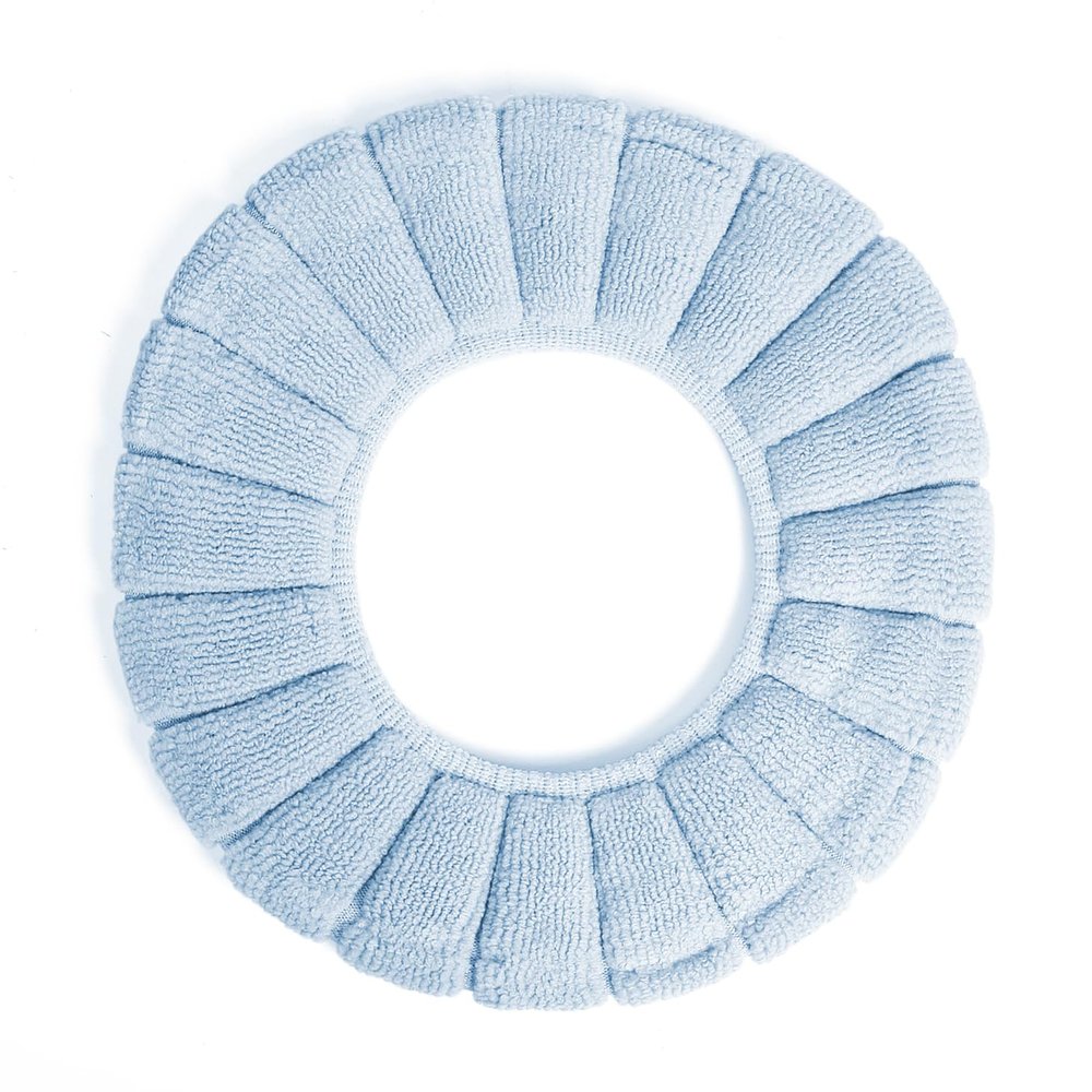 2 PCS Soft Thicker Plush Bathroom Toilet Seat Cover Pads Stretchable Washable Cloth Design for Universal Fit O/U/V/Rectangular Toilets (Blue)