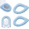 2 PCS Soft Thicker Plush Bathroom Toilet Seat Cover Pads Stretchable Washable Cloth Design for Universal Fit O/U/V/Rectangular Toilets (Blue) view 2