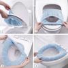 2 PCS Soft Thicker Plush Bathroom Toilet Seat Cover Pads Stretchable Washable Cloth Design for Universal Fit O/U/V/Rectangular Toilets (Blue) view 4