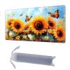 HGGJFLYX Playmat with Zone for MTG,24x14 Inch for TCG Playmat with Non-Slip Rubber Base,Smooth Surface Stitched Edges,Magic Card Game Mat with Storage Desk Mousepad,Sunflower Butterfly Field view 1