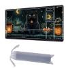 HGGJFLYX Playmat with Zone for MTG,24x14 Inch for TCG Playmat with Non-Slip Rubber Base,Smooth Surface Stitched Edges,Magic Card Game Mat with Storage Desk Mousepad,Witchy Black Cat Crescent Moon view 1