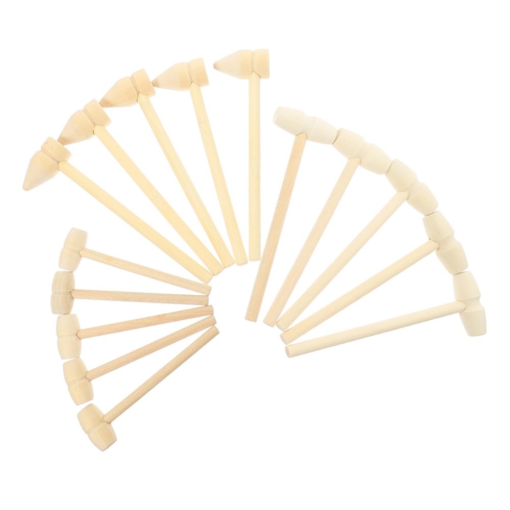 TOYANDONA 15pcs Mini Wooden Mallets Hammer for Safe Natural Wood Construction Tools for Boys and Polished Surface Percussion Instruments for Early Educational Play and Interaction