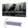 HGGJFLYX Playmat with Zone for MTG,24x14 Inch for TCG Playmat with Non-Slip Rubber Base,Smooth Surface Stitched Edges,Magic Card Game Mat with Storage Desk Mousepad,Snowy Raven Ornate Perch view 1
