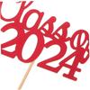 ULTECHNOVO 15pcs Graduation Cupcake Toppers Class of Party Cake Picks Red Graduation Cake Decorations for Season Celebration and Dessert Table Centerpiece view 3