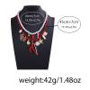 Bohemian Imitation Pearl Double Layered Starfish Coral Pendant Necklace,red,40+7cm/45+7cm view 3