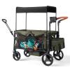 Stroller Wagon for 2 Kids with Footwell, Foldable All-Terrain Wagon Stroller with Adjustable Push/Pull Handle, Canopy, Parent Organizer, 5-Point Harness, Ideal for Travel & Outdoor Adventures (Green) view 1