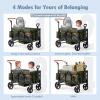 Stroller Wagon for 2 Kids with Footwell, Foldable All-Terrain Wagon Stroller with Adjustable Push/Pull Handle, Canopy, Parent Organizer, 5-Point Harness, Ideal for Travel & Outdoor Adventures (Green) view 2