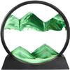 7 inch moving sand art display - dynamic sandscape in round glass frame, green desktop decor view 1