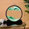 7 inch moving sand art display - dynamic sandscape in round glass frame, green desktop decor view 2