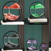 7 inch moving sand art display - dynamic sandscape in round glass frame, green desktop decor view 3