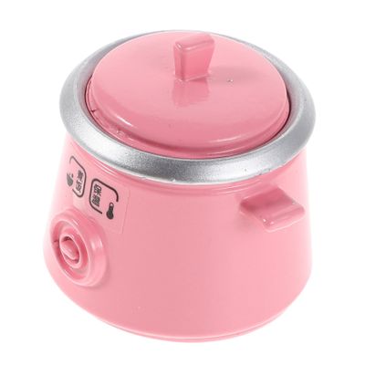 KOMBIUDA Portable Mini Rice Cooker Dollhouse Kitchen Accessory Metal Model for Play and Decoration Realistic Pink Miniature Appliance Encouraging Creative Role Play and Educational Fun