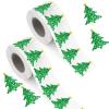 1000pcs Christmas Tree Stickers, Waterproof Self-Adhesive Xmas Decal Roll for Envelope Journal Scrapbook Cards Crafts Label Gift Wrapping Decor Party Supplies view 1