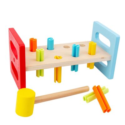 Vaguelly 2Pcs Hammer Interactive Pounding Bench for Fine Motor Skill Development Hammer Montessori Educational Play for Boys and Ages