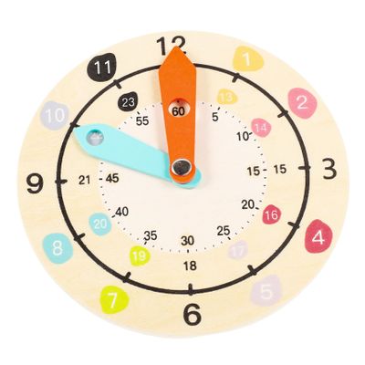 FRCOLOR Multicolor Wooden Clock for Educational Shape Color Learning Cognition Clock Model Early Learning Sturdy Safe Montessori Teaching