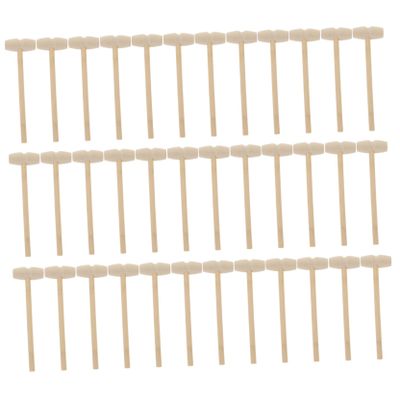 Vaguelly 36pcs Wooden Hammer Natural Wood Mallet Smooth Polished Surface Safe for Boys Birthday Presents Fun Knocking Play Props