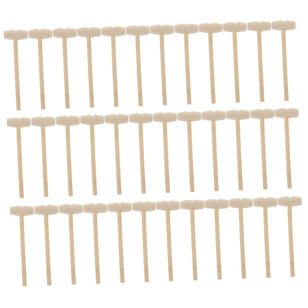Vaguelly 36pcs Wooden Hammer Natural Wood Mallet Smooth Polished Surface Safe for Boys Birthday Presents Fun Knocking Play Props