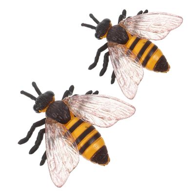 Abaodam 2pcs Realistic Bee Figure Educational Bee Figurine for Boys and Portable Decorative Animal Ornaments for Classroom Learning Halloween Party Favors and Nature Exploration